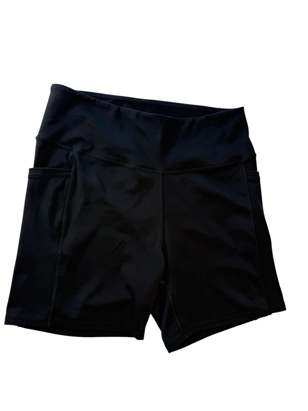 Women’s Black Bike Shorts with Side Pockets, Size Large